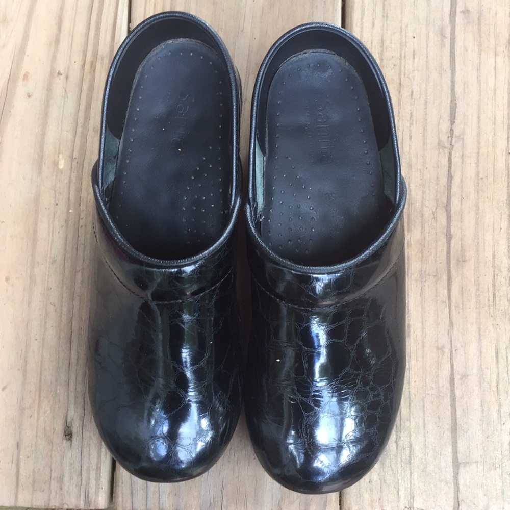Sanita black Clogs leather shoes